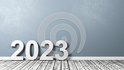2023 Number Text on Wooden Floor Against Wall Stock Photo
