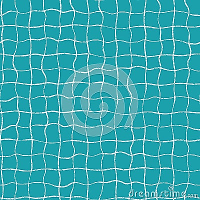 White and ocean blue doodle grid, check, square, rectangle background. Seamless linear geometric vector pattern with Vector Illustration