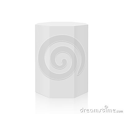 White octagon empty pedestal and white wall. 3D render Stock Photo