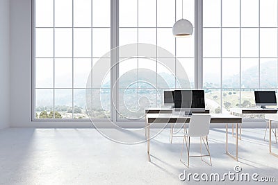 White office interior, magnificent view Stock Photo