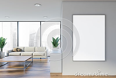 White office waiting room with vertical poster Stock Photo