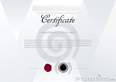 White official certificat. Triangle white background Vector Illustration