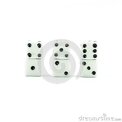 White old dice on a white background Stock Photo