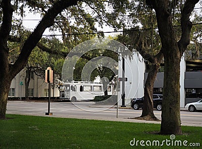 White Old Savannah Tours Trolley Bus Editorial Stock Photo