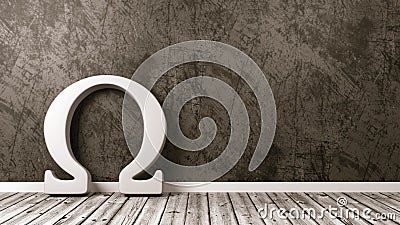 Omega Greek Letter Symbol in the Room Stock Photo