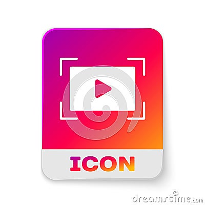 White Online play video icon isolated on white background. Film strip with play sign. Rectangle color button. Vector Vector Illustration