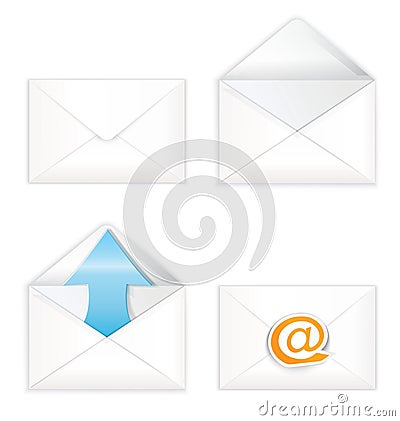 White open closed envelope icon set Vector Illustration