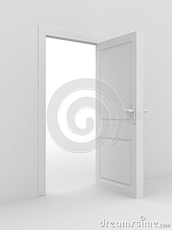 White open door. 3D image Stock Photo