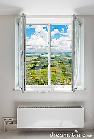 White open double door window Stock Photo