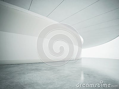 White open space contemporary interior. 3d render Stock Photo