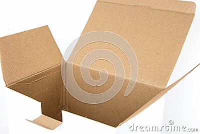 White opened cardboard box isolated on white Stock Photo