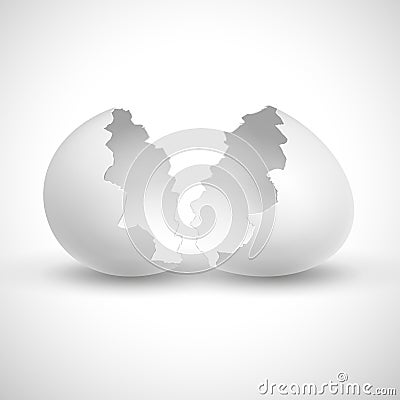 White opened easter with shell broken isolated vector illustration Vector Illustration