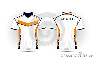 White, orange and black layout football sport t-shirt, kits, jersey, shirt design template. Vector Illustration