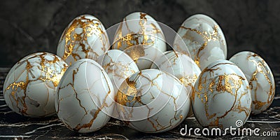 White and Orange Marble Eggs Stock Photo