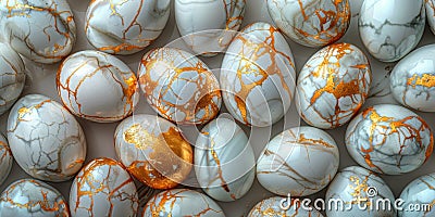 White and Orange Marble Eggs Stock Photo