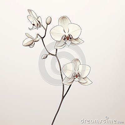 Subtle Gradient Orchid Flowers Illustration On Light Background Cartoon Illustration
