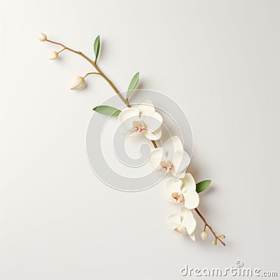 White Orchid Flower Plant: Minimalistic Hanging Scroll With Delicate Sculptures Stock Photo