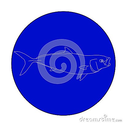 A California yellowtail outline in a blue circle design Stock Photo