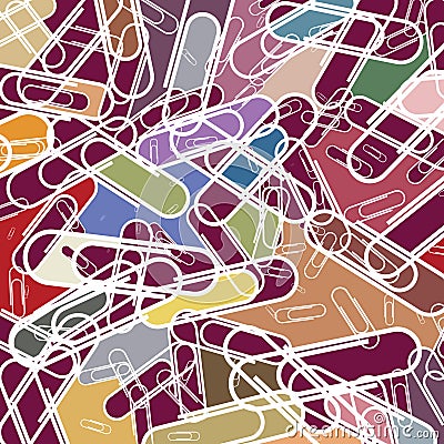 White, outlined paperclips based design, with colored gaps, overlapping shapes based pattern Stock Photo