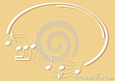 White oval frame with music notes on beige background - vector flyer Vector Illustration