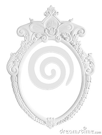 White Oval Photo Frame isolated on white background Stock Photo