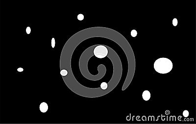White ovals and dots on black background. Minimalistic abstract vector background or pattern Vector Illustration