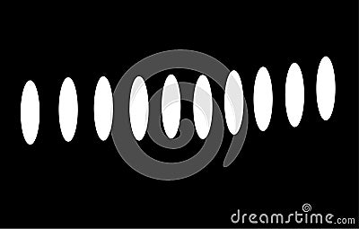 White ovals in row on black background. Minimalistic abstract background or pattern Vector Illustration