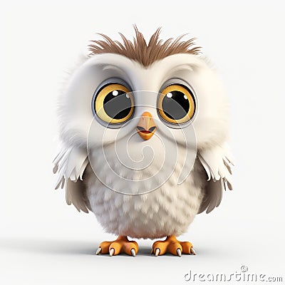 Cute Cartoon Owl In Unreal Engine 5 Style Cartoon Illustration