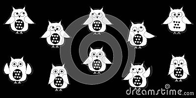 White owl vector with black background Vector Illustration