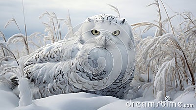 white owl in winter season generated by AI tool Stock Photo