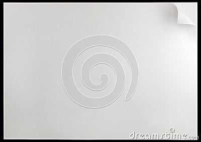 White page curl background, isolated on black, large horizontal paper sheet copy space Stock Photo