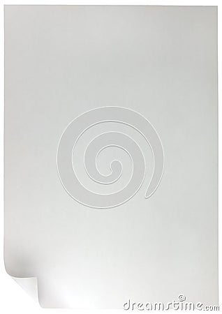 White page curl, large detailed vertical isolated copy space background Stock Photo