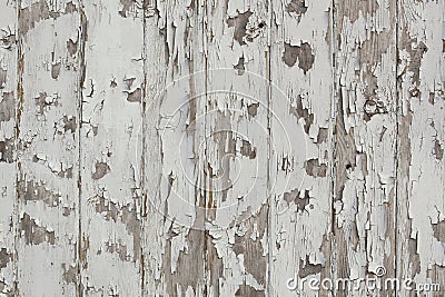 White paint peeling off grunge wood wall Stock Photo