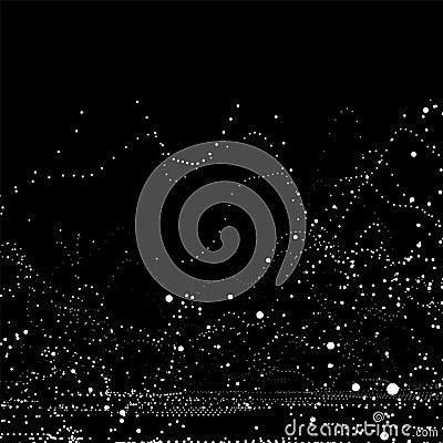 White paint splashes on a black wall. Abstract chaotic dots scattering, unusual vector illustration. Vector Illustration