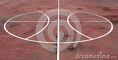 White painted basketball on a court Stock Photo