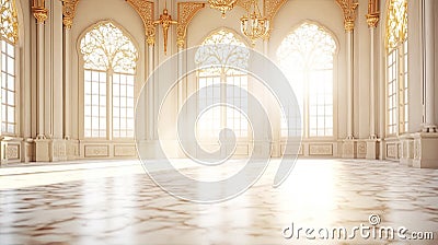 White Palace Marble Luxury Interior Room, Gold Ornaments Stock Photo
