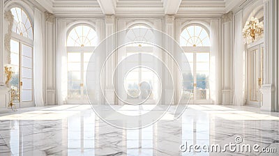 White Palace Marble Luxury Interior Room Stock Photo