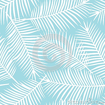 White palm leaves on a blue background exotic tropical hawaii se Vector Illustration