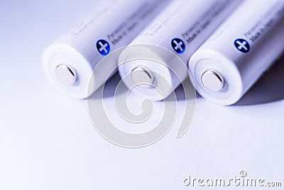 White Panasonic Double A Rechargeable Batteries Editorial Stock Photo