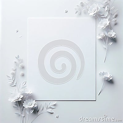 white paper amidst a minimal floral setting. colorful background, Floral Background Stock Photo