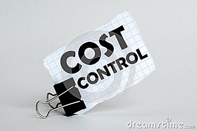 White paper on the white background with text Cost Control Stock Photo