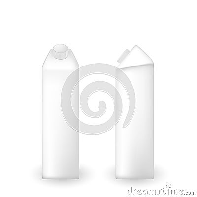 White paper bag for drinks, isolated on white background set. Template for design. Vector Illustration