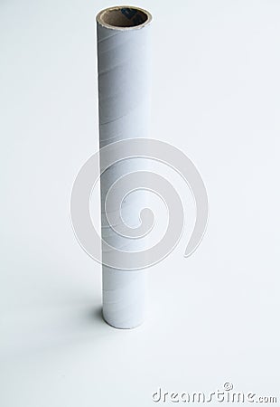 White paper, carboard tube in isolated white background Stock Photo