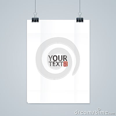 White Paper with Clip. Vector Vector Illustration