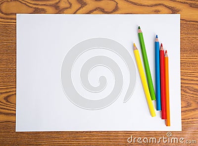 White paper and color pencil Stock Photo