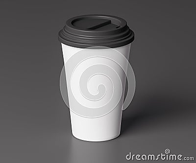 White paper cup with black lid - 3D illustration Cartoon Illustration