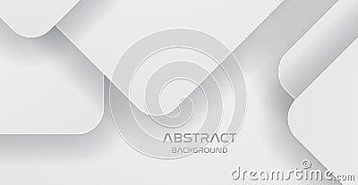 White paper cut background. Abstract realistic papercut decoration with curve dynamic overlap shapes layers. Vector Illustration