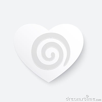 White paper cut love heart for Valentine`s day or any other Love invitation cards. Vector Vector Illustration