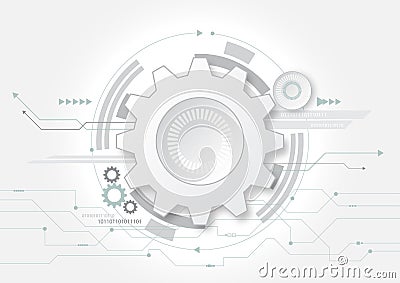 White paper gear abstract background for technology concept Vector Illustration