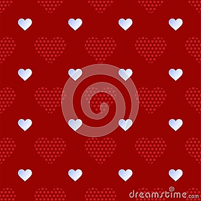White paper Heart seamless pattern vector illustration with creative shape in geometric style. Love background design. Holiday Vector Illustration